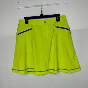 Title Nine NWT “Swingtastic” Highlighter Yellow Golf Skort/Navy Stitching Size 6